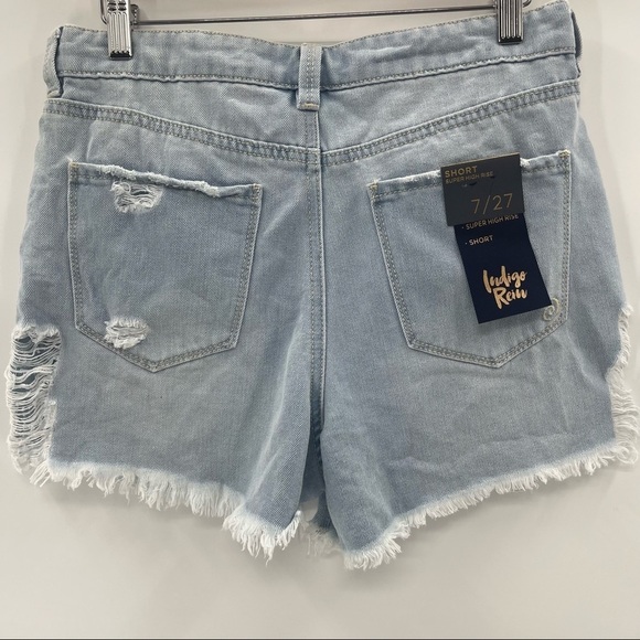 NWT Indigo Rein Distressed Super High Rise Shorts Light Wash Size 7/27 - Picture 6 of 8